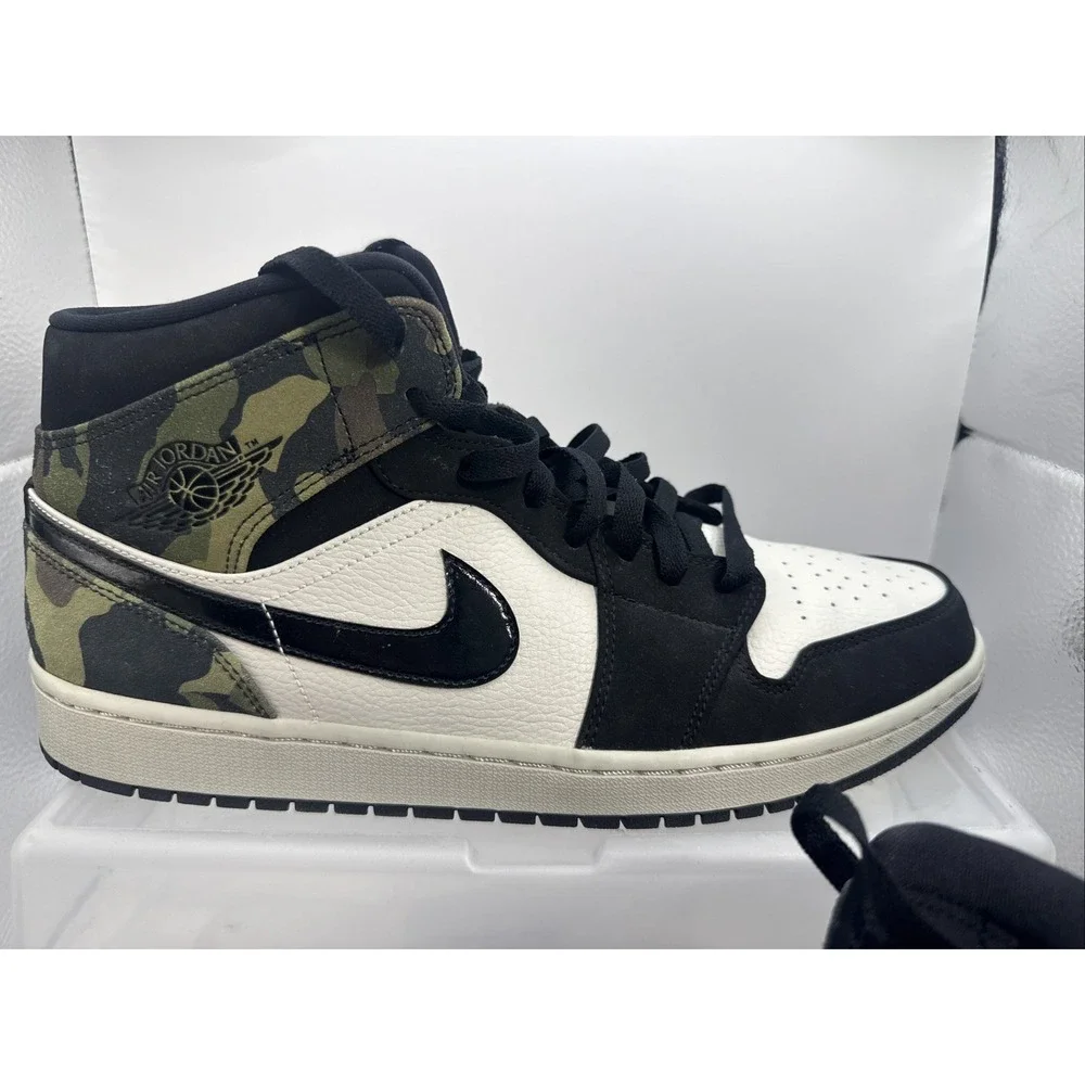 Nike Air Jordan 1 Mid SE Camouflage Bone/Black Mens Size 13 CW5490-001 EUC 2020